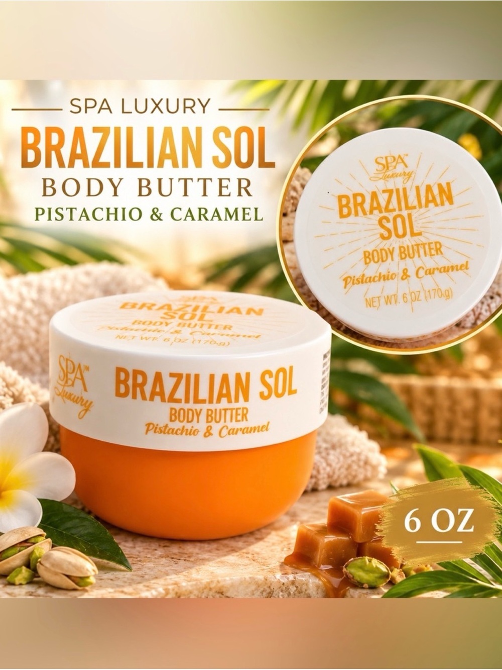 Pistachio & Caramel Body Butter - Orange & White